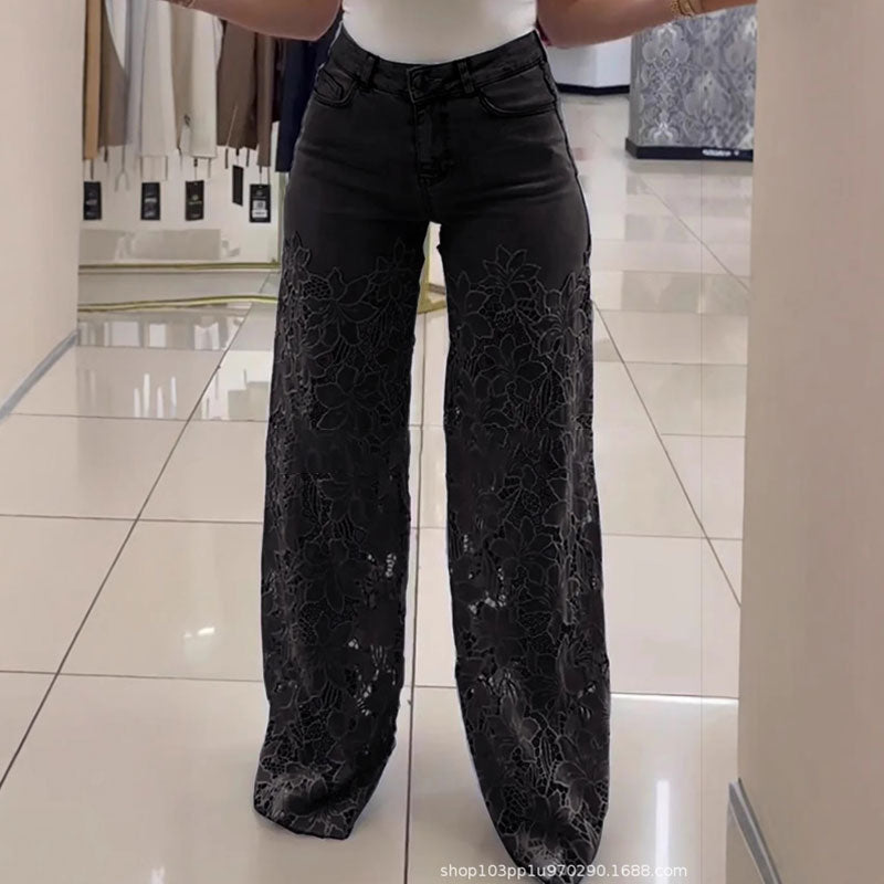 Dameblonde patchwork hule jeans/blonde patchwork hule jeans for kvinner