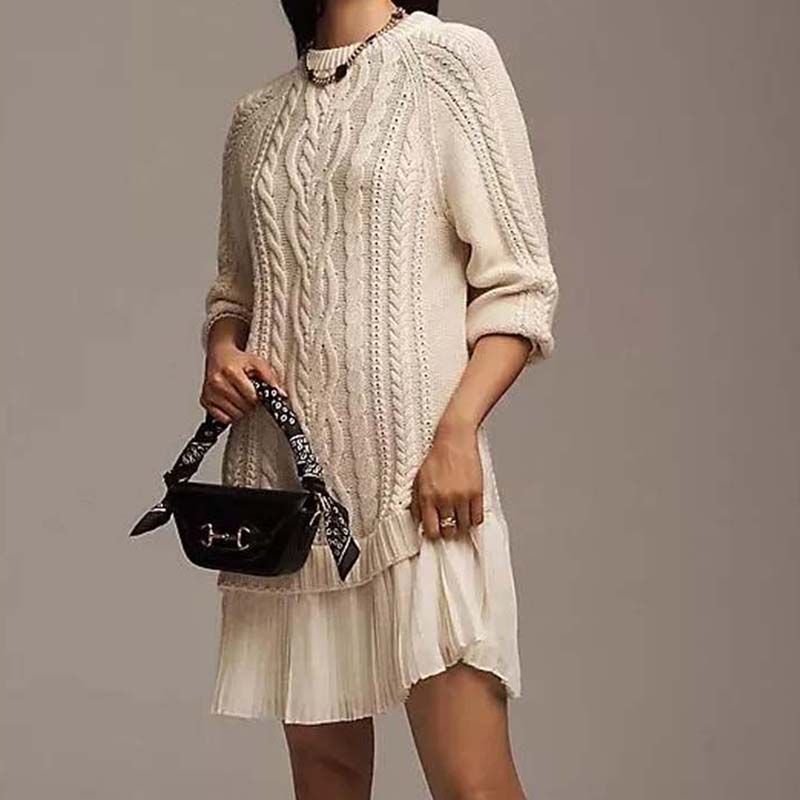 Mini-Pulloverkleid mit Zopfmuster für Damen