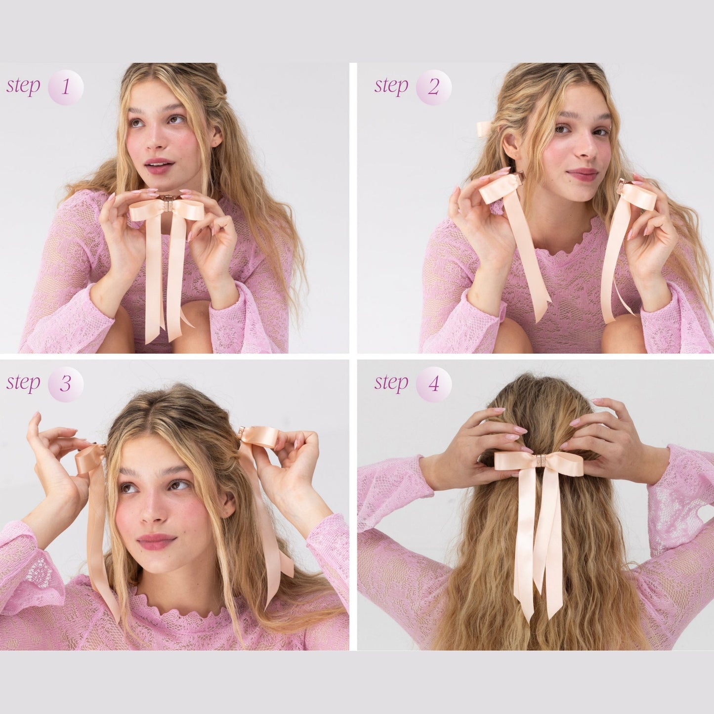 🎀 Magnetische Haarspange mit Satinschleife – sicherer Halt, eleganter Stil, keine Haarschäden! ✨💕