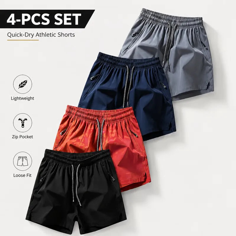 ❄️ Ice Silk Schnelltrocknende Sport-Shorts 4er-Pack – Uneingeschränkter atmungsaktiver Komfort