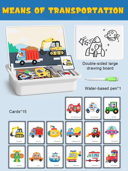 （Gratis frakt）Magnetiske puslespill Ansiktsutkledning Reisespill Dobbeltsidet Førskole Pedagogisk Læringsleker for Barn