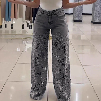 Dameblonde patchwork hule jeans/blonde patchwork hule jeans for kvinner