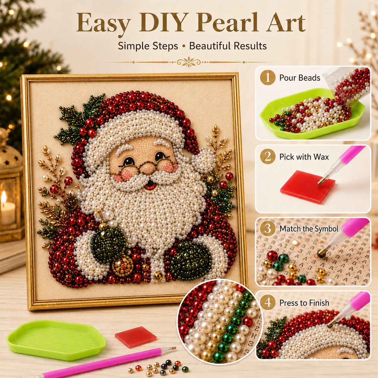 🧘Entspannend und anfängerfreundlich – 🎨💎DIY-Diamantmalerei-Set mit Weihnachtsperlen
