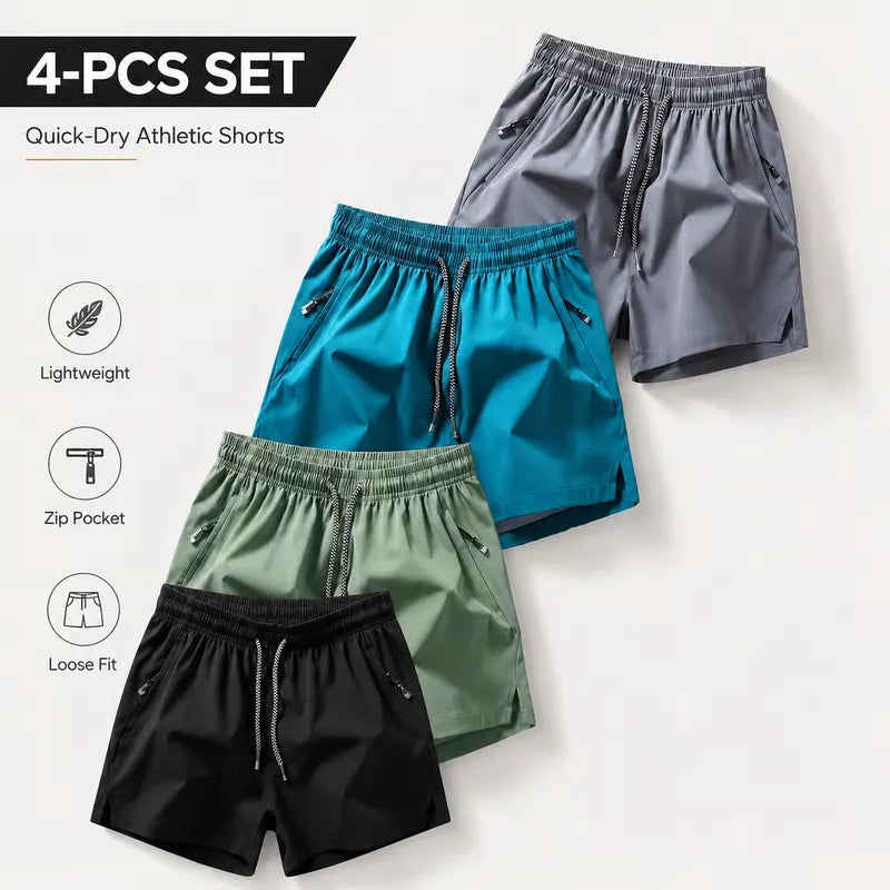 ❄️ Ice Silk Schnelltrocknende Sport-Shorts 4er-Pack – Uneingeschränkter atmungsaktiver Komfort