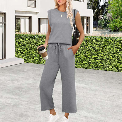 ✨Midlertidig salg 49% RABATT🎁🌺2025 Ny avslappet dametopp med korte ermer og vide bukser i to deler