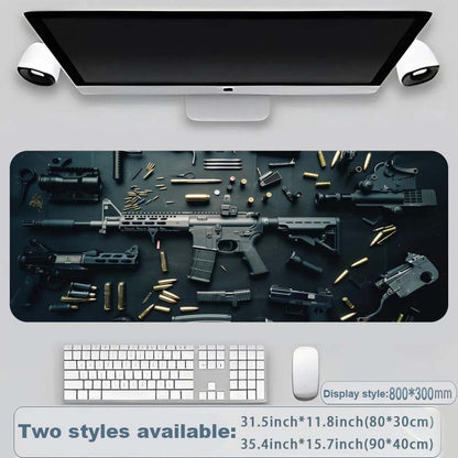 Kule militære våpendeler, stor musematte for spilling, stilig skrivebordsbeskytter med sklisikker gummi, flere størrelser for bærbar PC og stasjonær datamaskin