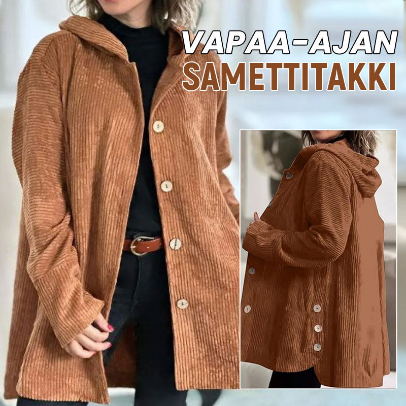 🍂 Avslappet fløyelsjakke med hette for høsten 🧥