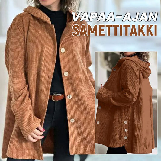 🍂 Avslappet fløyelsjakke med hette for høsten 🧥