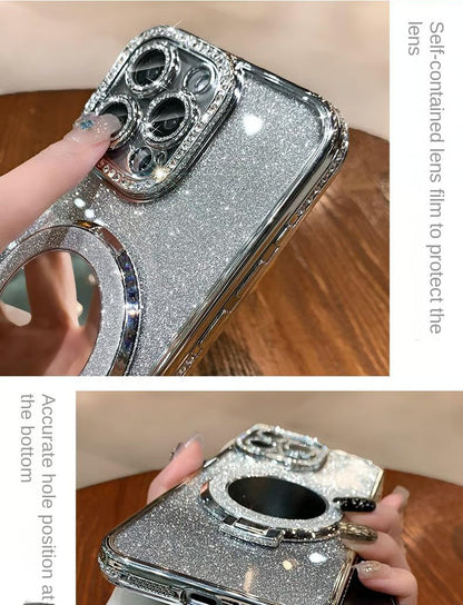 📲✨ Glitter- og gradientsminkespeil med beskyttende deksel