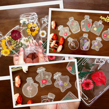 🔥 40 Stück transparente Lesezeichen mit Trockenblumen – DIY-Geschenk-Lesezeichen