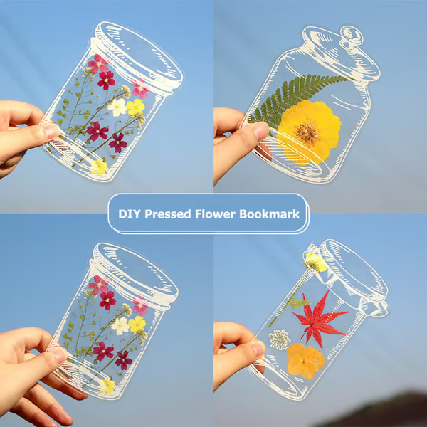 🔥 40 Stück transparente Lesezeichen mit Trockenblumen – DIY-Geschenk-Lesezeichen