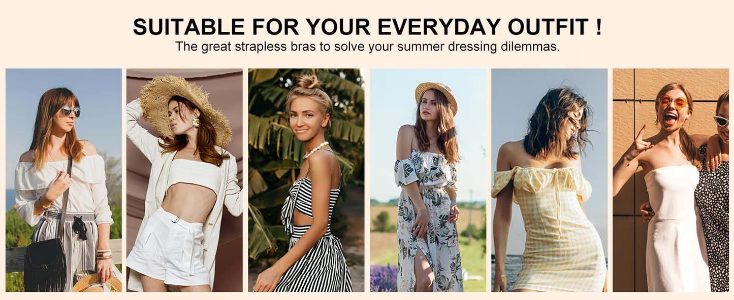 Sømløs lukking foran med skulderstropper og bandeau-BH