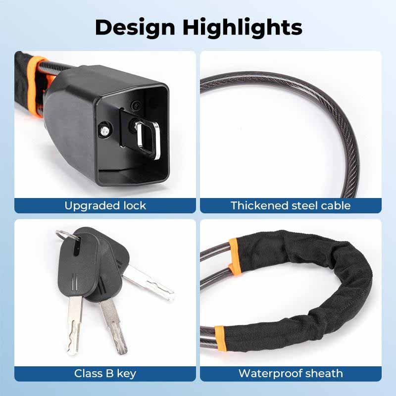 Universell rattlås med sikkerhetsbelteklips (inkluderer 2 nøkler)