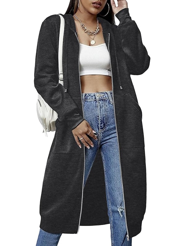 🔥 Dam – avslappnad zip-up fleecehoodie – Köp två, fri frakt