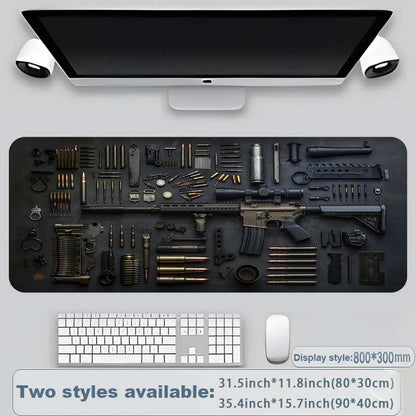 Kule militære våpendeler, stor musematte for spilling, stilig skrivebordsbeskytter med sklisikker gummi, flere størrelser for bærbar PC og stasjonær datamaskin