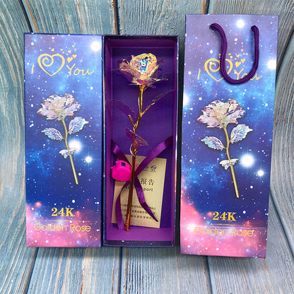 24K Färgglad Galaxy Rose