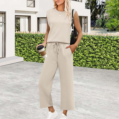 ✨Midlertidig salg 49% RABATT🎁🌺2025 Ny avslappet dametopp med korte ermer og vide bukser i to deler