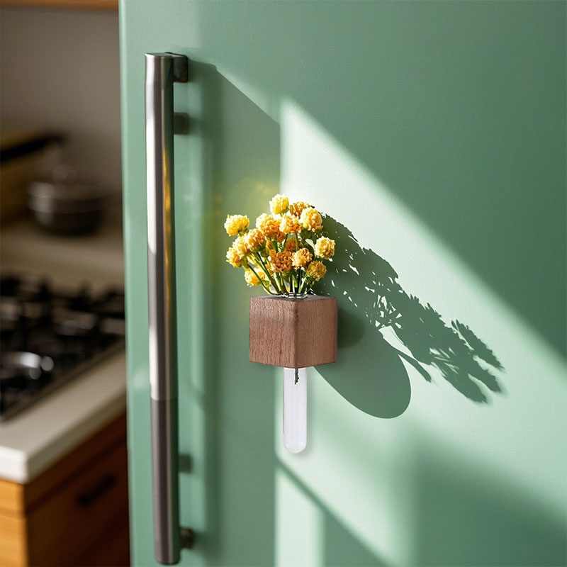 Blomsteroppsats i tre Kjøleskapsmagnet