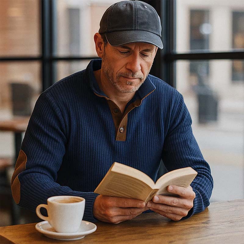 👔Herrebluse med ståkrage laget av kordfløyel