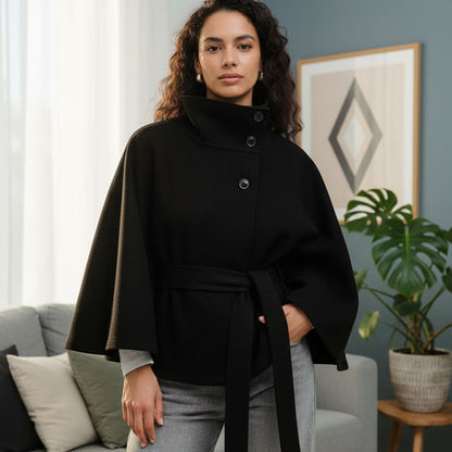 💥Høstsalg💥🧥Moteriktig ensfarget kåpe med ståkrage og belte🍂