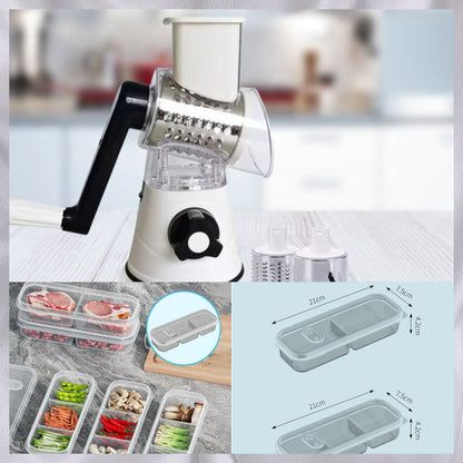 🥕Nur für kurze Zeit zum halben Preis: 3-in-1-Käseschneider und Gemüsereibe mit Drehfunktion.