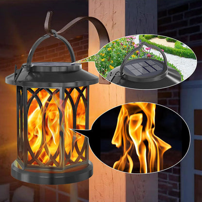 Oppgradert flimrende flamme solcellelykt utendørs vanntett