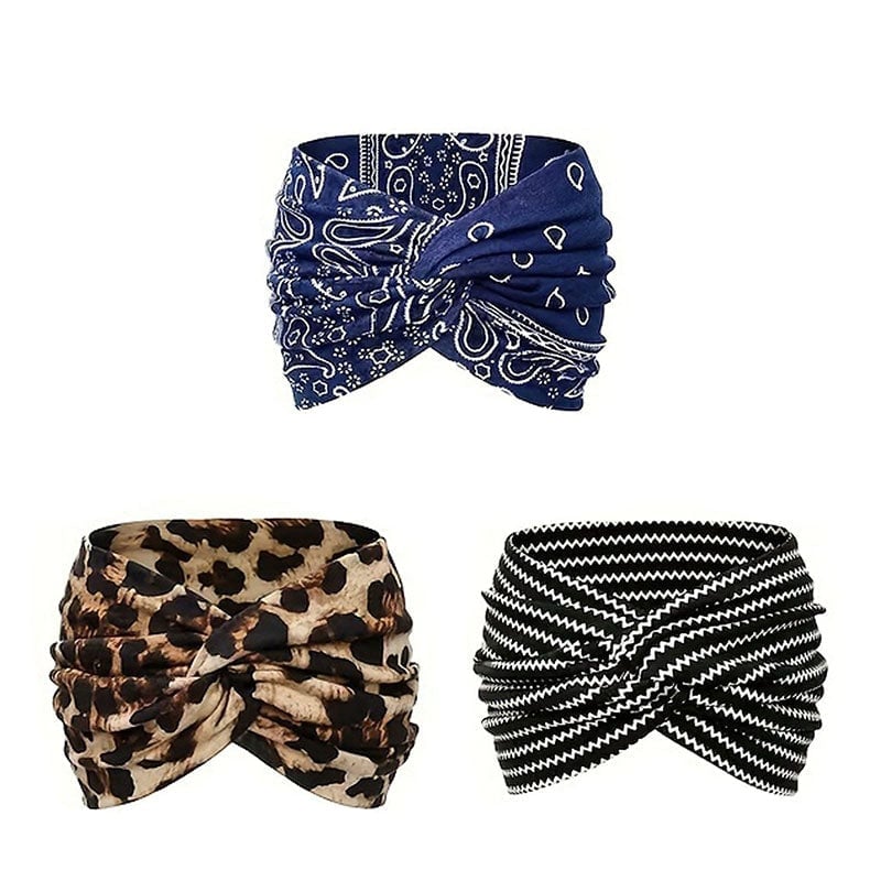 Stirnband im Boho-Stil & mit Paisley-Muster, breites elastisches Stirnband