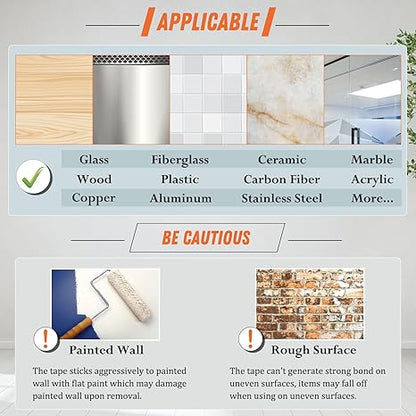 🔥Ryddingssalg✨Ekstra stor dobbeltsidig tape Kraftig avtakbar klar og slitesterk nano-tape