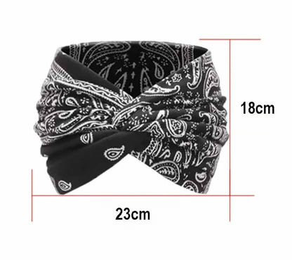 Stirnband im Boho-Stil & mit Paisley-Muster, breites elastisches Stirnband