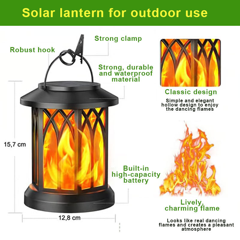 Oppgradert flimrende flamme solcellelykt utendørs vanntett