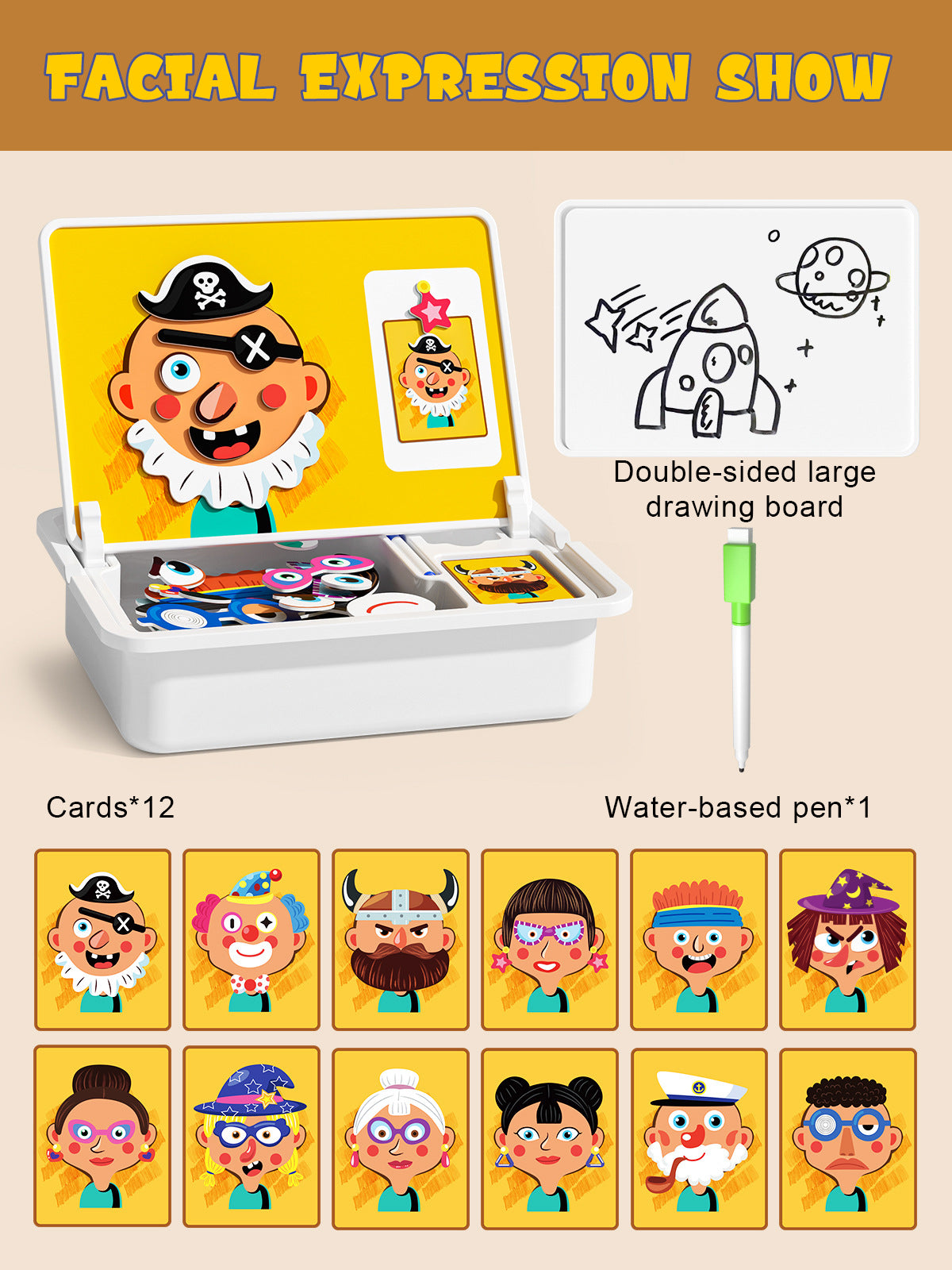 （Gratis frakt）Magnetiske puslespill Ansiktsutkledning Reisespill Dobbeltsidet Førskole Pedagogisk Læringsleker for Barn