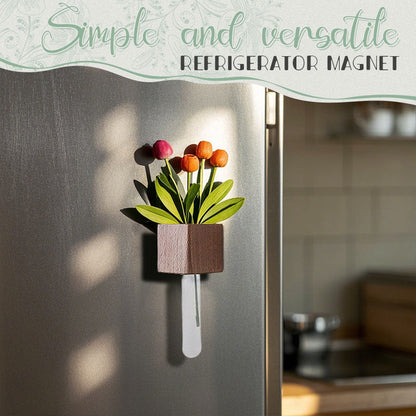 Blomsteroppsats i tre Kjøleskapsmagnet