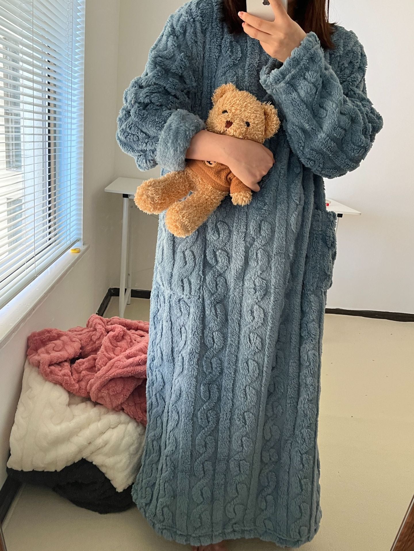 💟En varm gave🎀Vinterklær i korallrosa fløyel