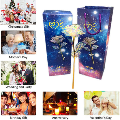 24K Färgglad Galaxy Rose