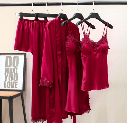 🔥🌹Spesialtilbud for sommeren💕Sexy femdelt nattkjole i issilke for kvinner