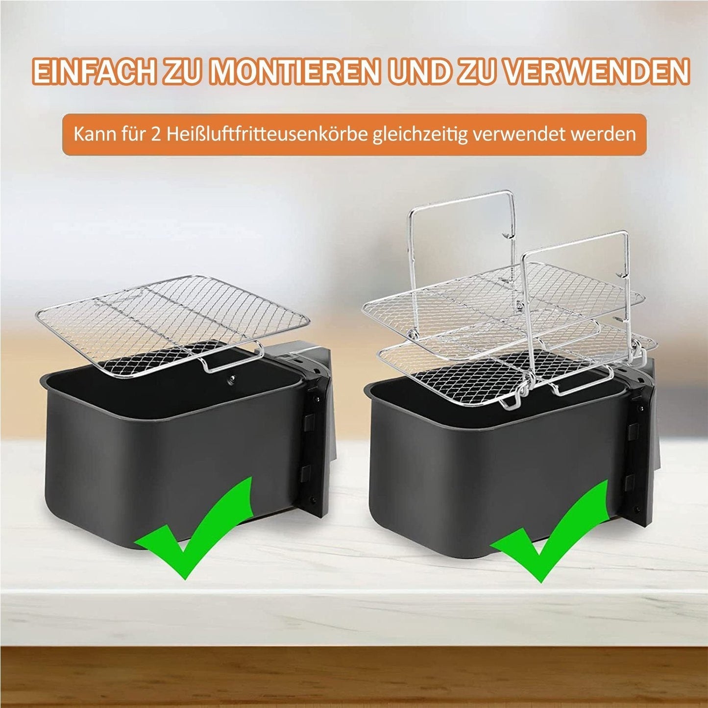 🔥Superdeal! 37 % rabatt! – Airfryer-rist i rustfritt stål – Flerlagsgrill for toast, kjøtt og grønnsaker (kvalitet 304)
