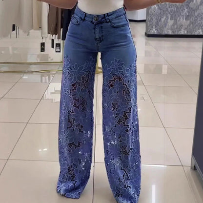 Dameblonde patchwork hule jeans/blonde patchwork hule jeans for kvinner