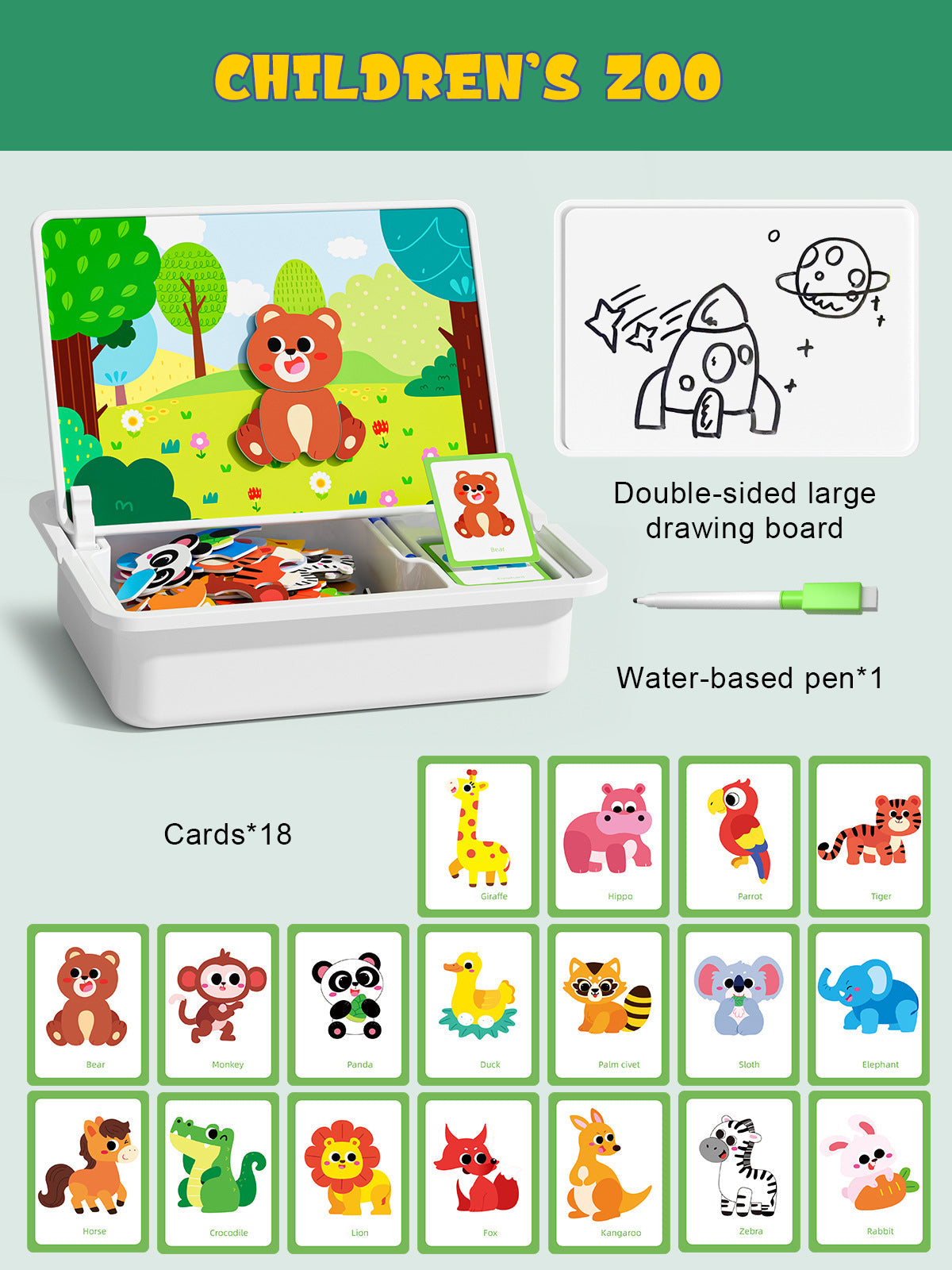 （Gratis frakt）Magnetiske puslespill Ansiktsutkledning Reisespill Dobbeltsidet Førskole Pedagogisk Læringsleker for Barn