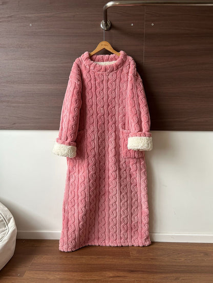 💟En varm gave🎀Vinterklær i korallrosa fløyel