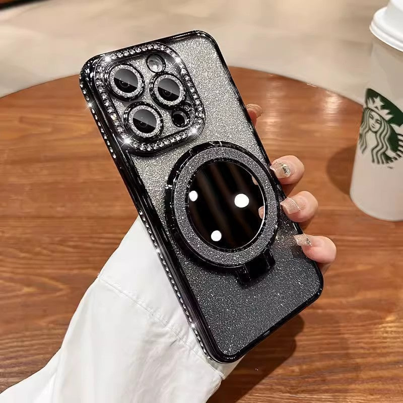 📲✨ Glitter- og gradientsminkespeil med beskyttende deksel