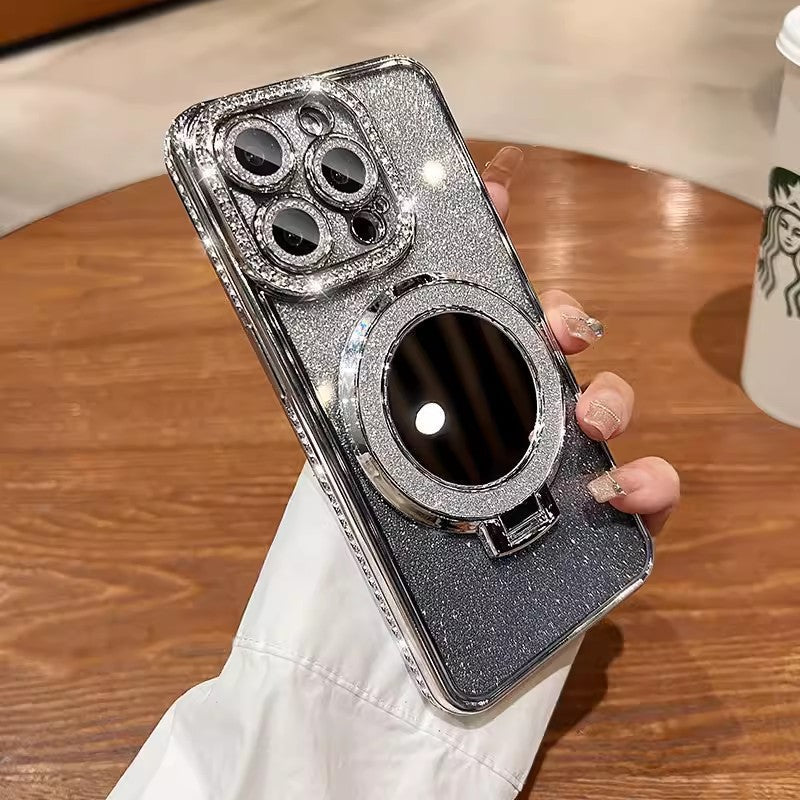 📲✨ Glitter- og gradientsminkespeil med beskyttende deksel