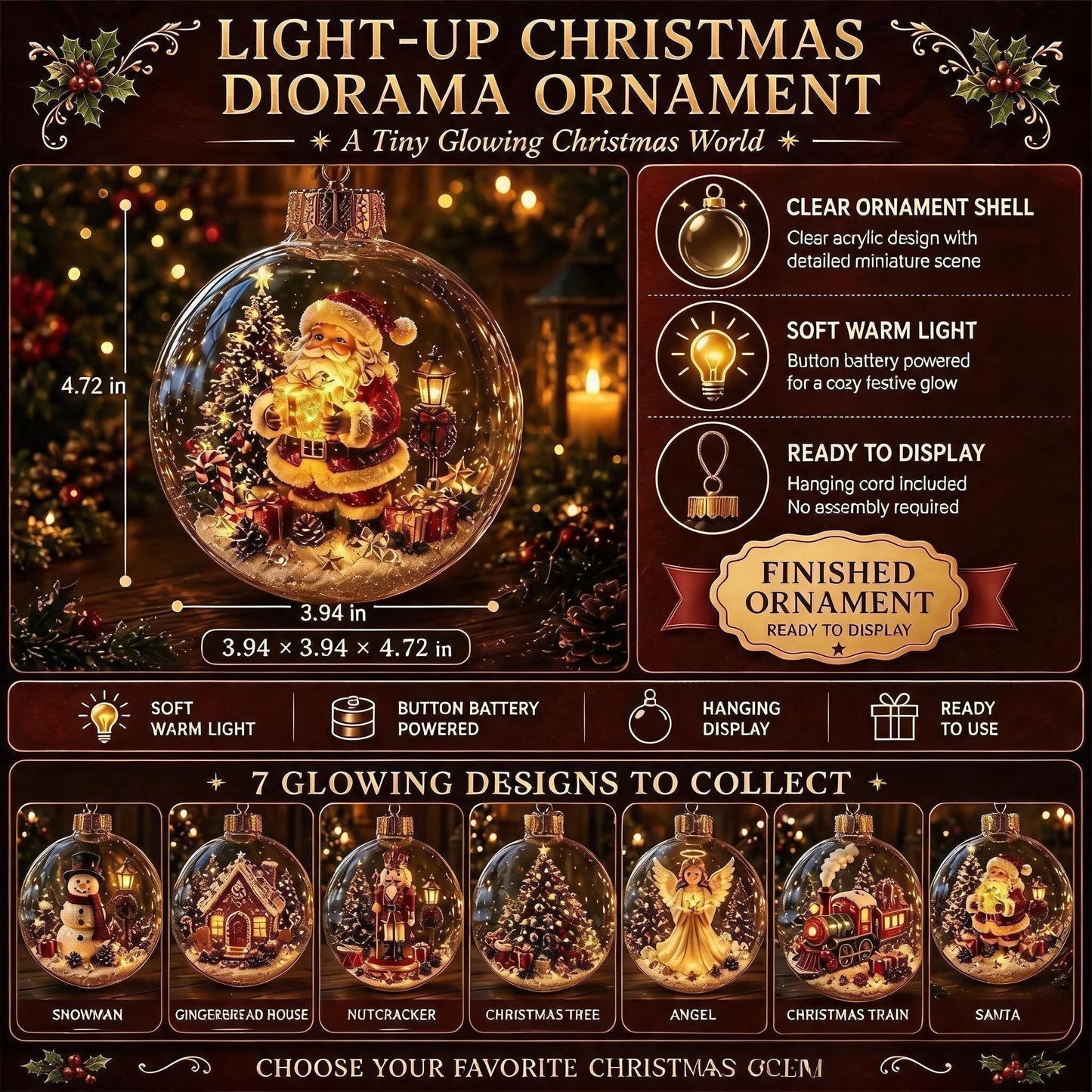 🎄Leuchtende Weihnachts-Diorama-Ornamente – Eine kleine Winterwelt in Ihrer Handfläche👼