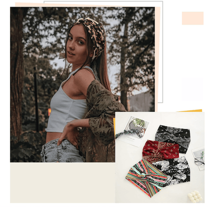 Stirnband im Boho-Stil & mit Paisley-Muster, breites elastisches Stirnband