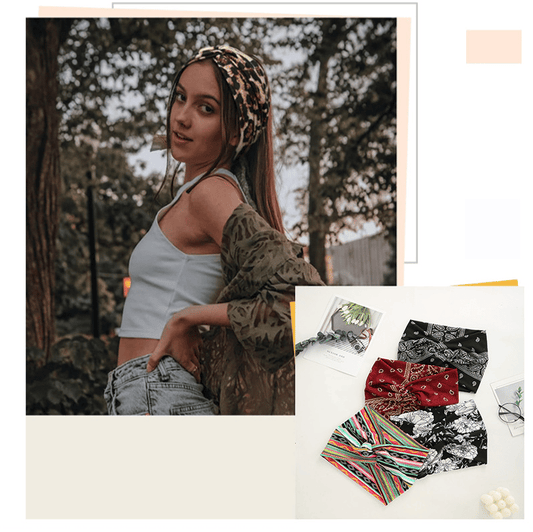 Stirnband im Boho-Stil & mit Paisley-Muster, breites elastisches Stirnband