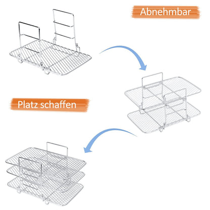 🔥Superdeal! 37 % rabatt! – Airfryer-rist i rustfritt stål – Flerlagsgrill for toast, kjøtt og grønnsaker (kvalitet 304)