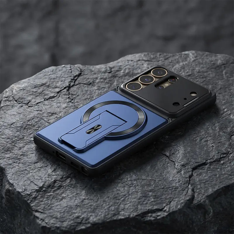 Magnetisches Kickstand-Case für die S-Serie – Stoßfestes schlankes Case mit Kameraschutz und verstecktem Ständer