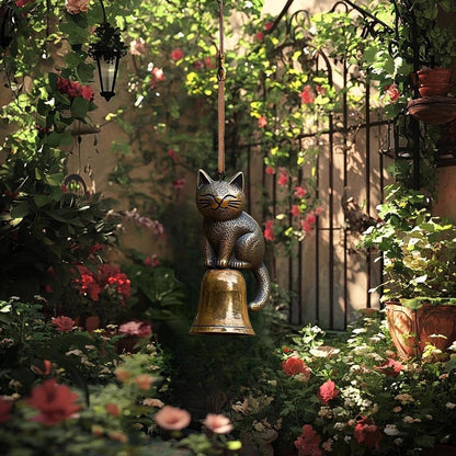 🔥Håndlaget retro vindklokke med kattemotiv