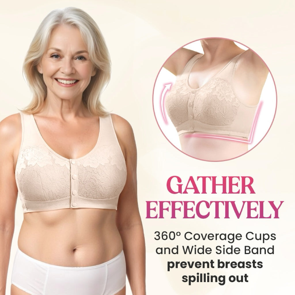 Komfortabel, formende BH uten bøyler med lukking foran