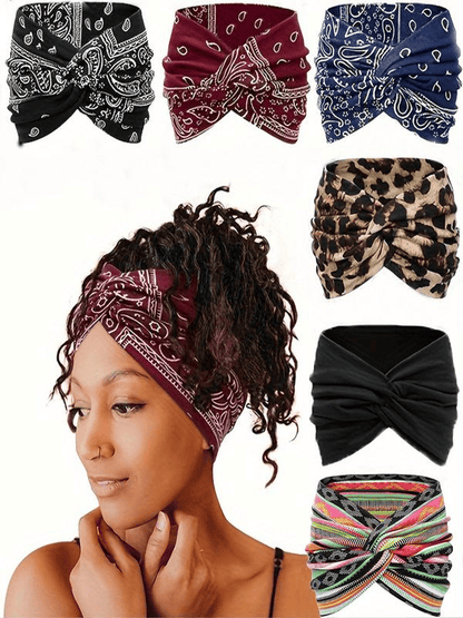 Stirnband im Boho-Stil & mit Paisley-Muster, breites elastisches Stirnband