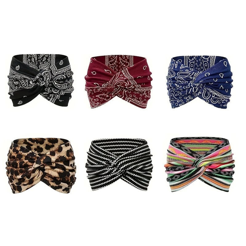 Stirnband im Boho-Stil & mit Paisley-Muster, breites elastisches Stirnband